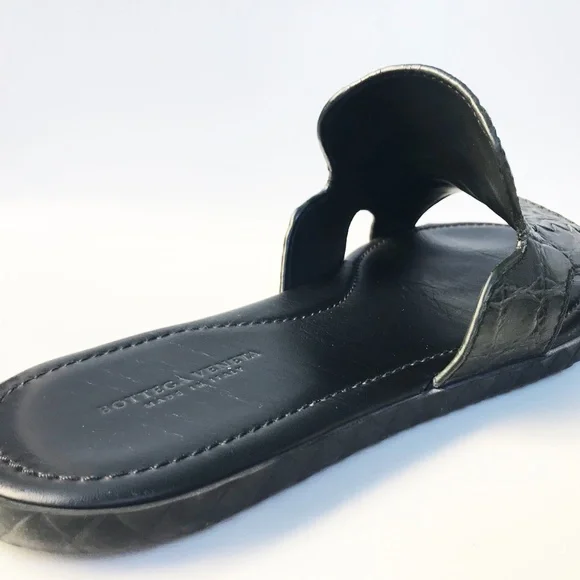 BOTTEGA VENETA SUNDAY FLAT SLIPPER GREENISH CROCODILE LEATHER OPEN TOE MEN'S 42